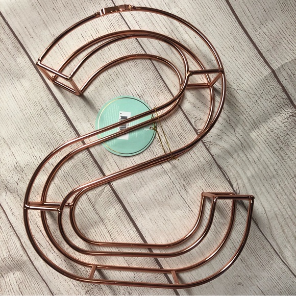 NWT Rose Gold Industrial Monogram Letter Wall Decor & Table Top Accent “S” - Picture 2 of 11